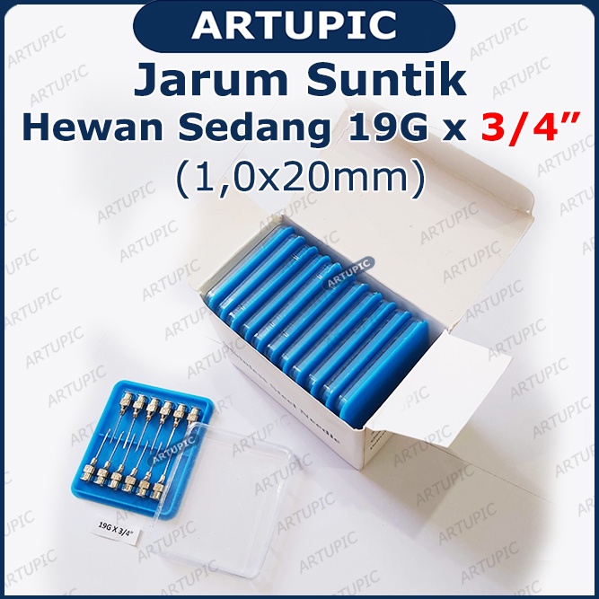 Jarum Suntik Hewan Sedang 19G x 3/4 inch Vaksin Ternak Kambing Domba Anjing Kucing Vet Needle Stainless Steel