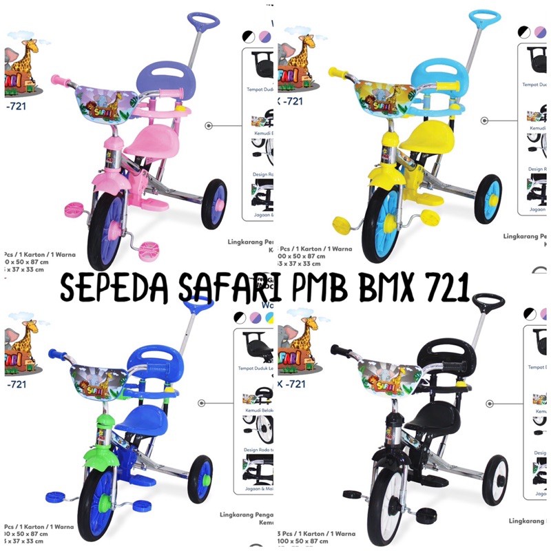 Ekpidisi Sepeda Roda Tiga Anak BMX Safari PMB 921 721 PMB921 PMB721 Tricycle