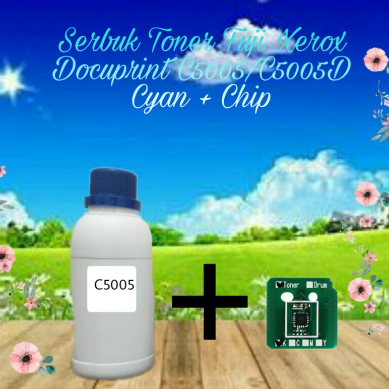 Serbuk Toner Refill Toner Color Xerox DocuPrint DP C5005 C5005D C-5005 5005D Cyan 1x Isi + Chip