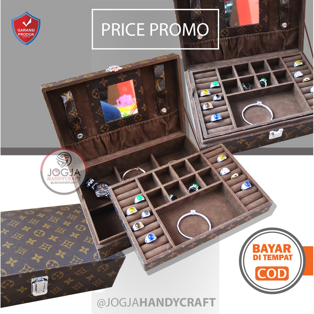 Exclusive Jewelry Box Organizer / Tempat Perhiasan Lengkap Anting, Gelang, Kalung, Emas Antam