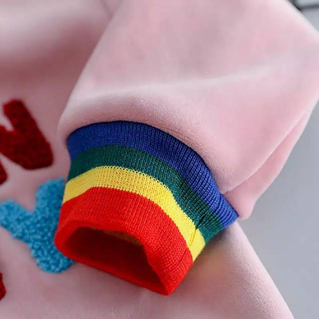 Sweater anak musim dingin Setelan baju anak winter plus velvet cashmere letter print long