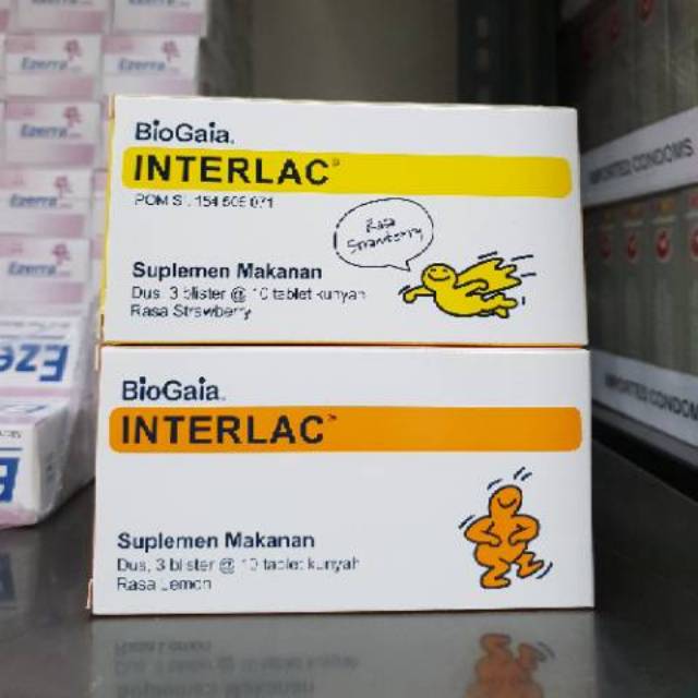 Interlac tablet kunyah Lemon / strawberry HARGA BOX