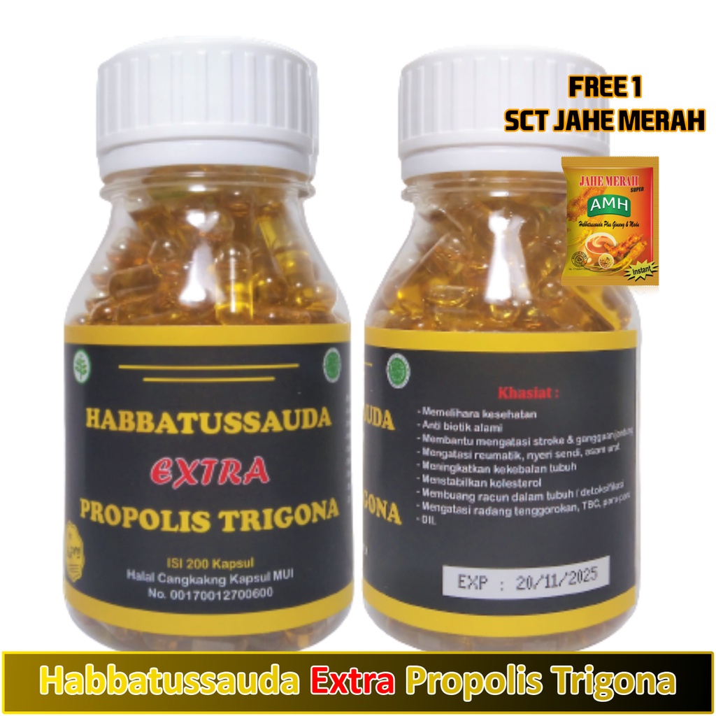 Habbatussauda Extra Propolis Trigona 200 Kapsul Extra 1 jahe sct