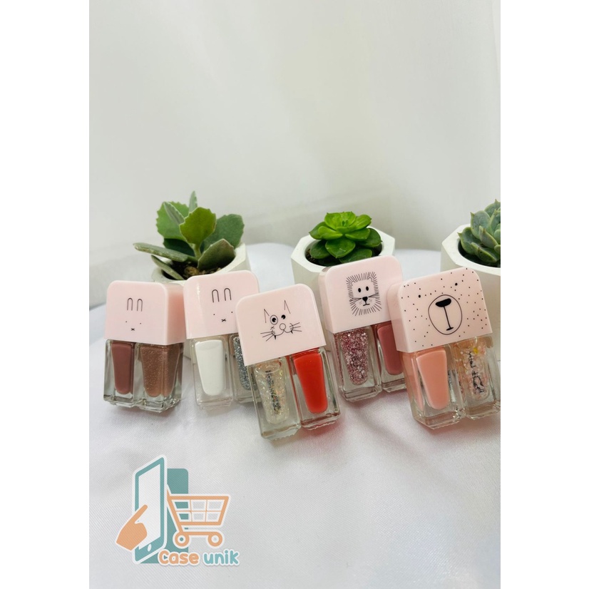 2IN1 KUTEK CAT KUKU KOREA LUCU 2 WARNA GEL NAIL POLISH CS3987