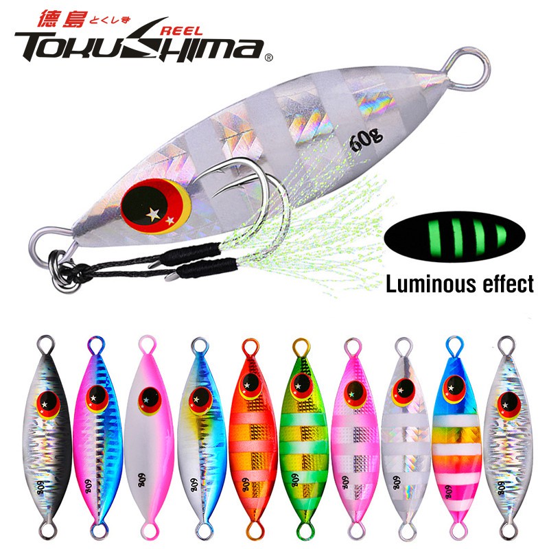 1Pcs 10-60g Metal Slow Jig 10Colors Heavy Sinking Minnow 3D Eyes Laser Fishing Bait 5-8.5cm Fishing Trolling Lure