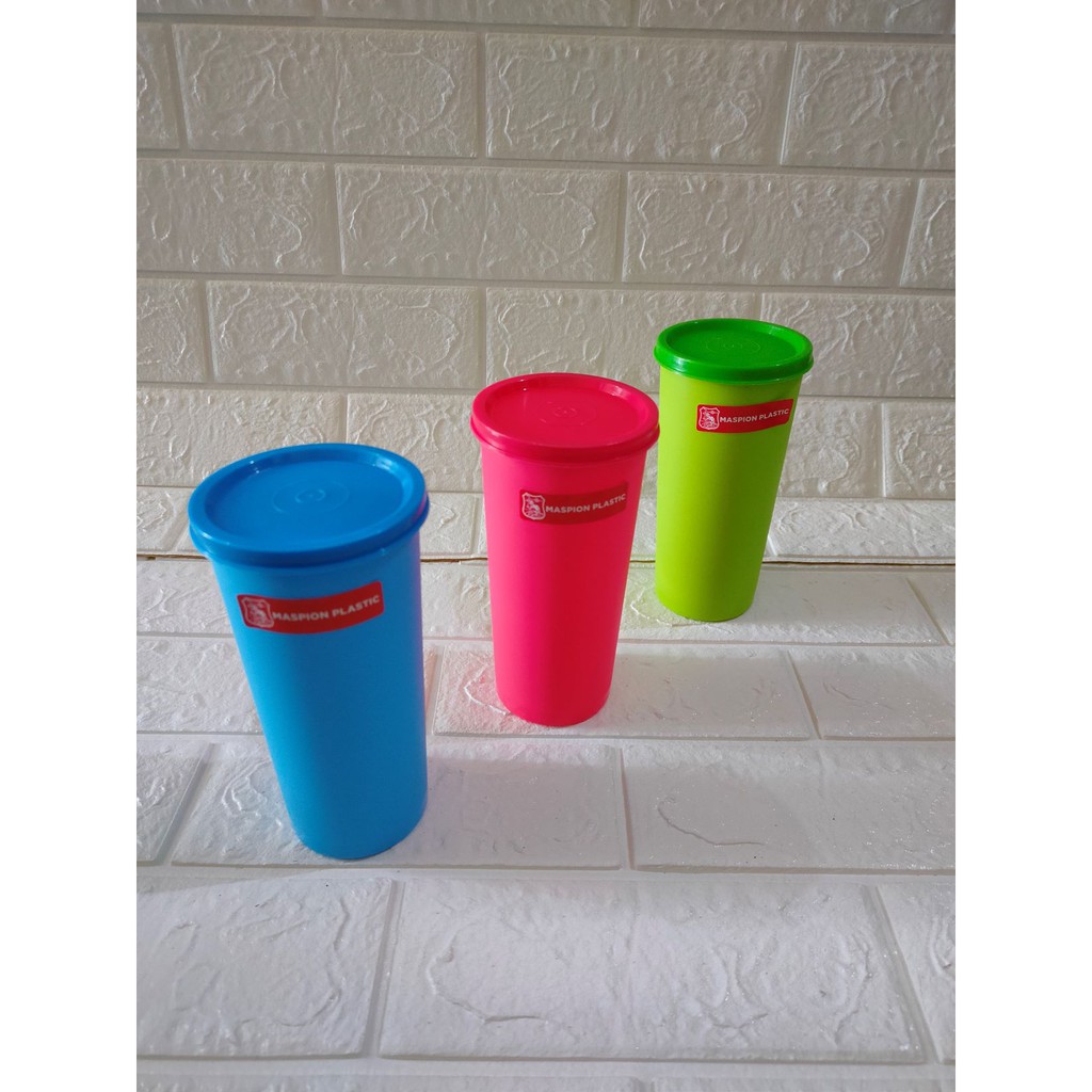 GELAS SERVIO + TUTUP MASPION / GELAS PLASTIK / GELAS MINUM / GELAS TUTUP / GELAS WARNA / GELAS ANAK 