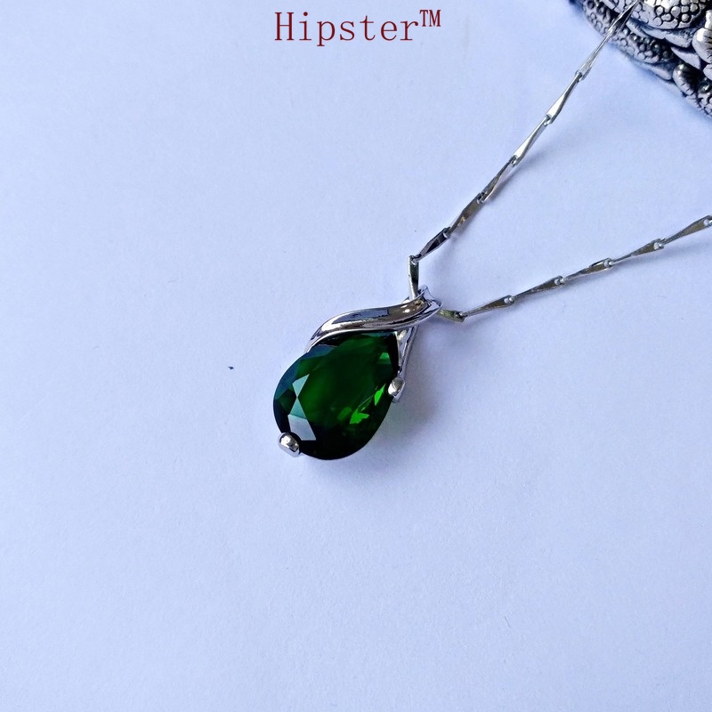 Retro Natural Emerald Dignified Pendant Personality Simple Necklace