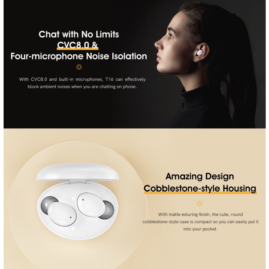 QCY T16 TWS APTX Wireless Earphone Headset Bluetooth Al T5 T13 T17 T1C