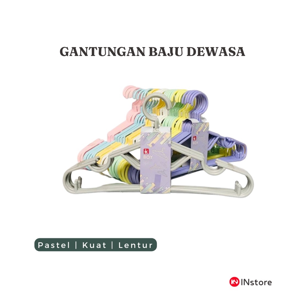 Gantungan Baju Dewasa Warna Pastel - Hanger Boy - Lemari Baju