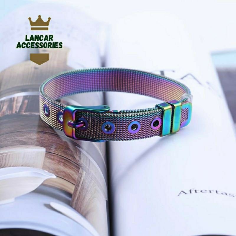 COD✅ Gelang Gesper Titanium Gelang Sabuk Titanium Gelang Bahan Liontin Huruf Emas