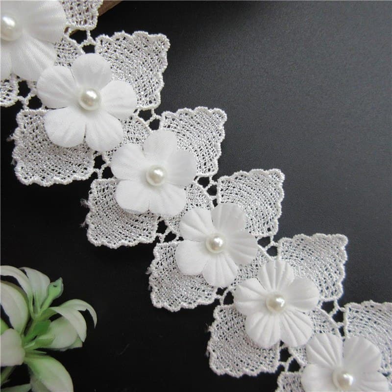 Lace Patch - White Flower Beading #19 (5pcs)