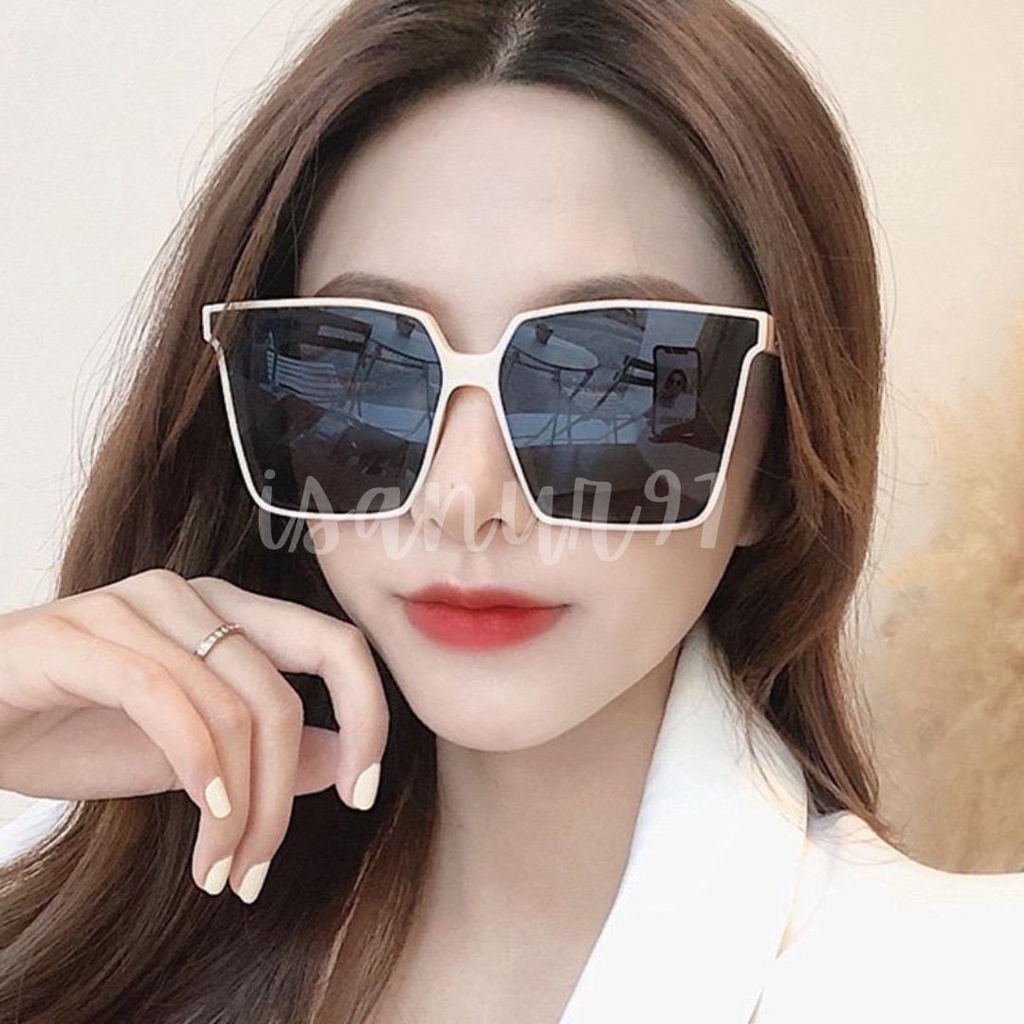 Kacamata Wanita Kotak Square Persergi Kacamata Frame Besar Kotak Fashion Korea Sunglasses