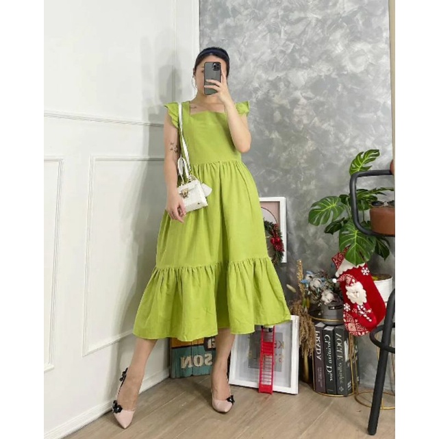 Sun Mi Ruffle Midi Dress / vintage / Klasik / Korea style