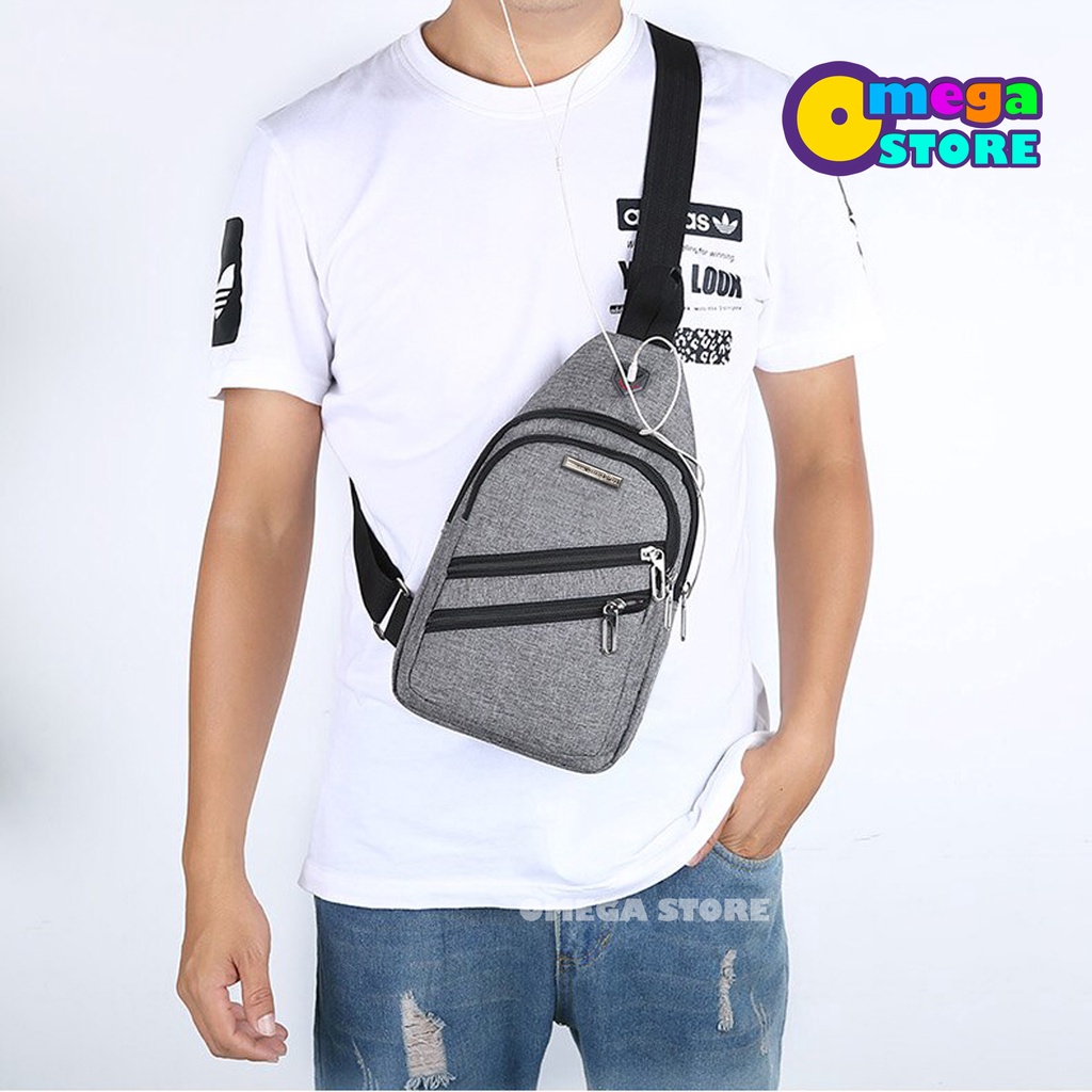 Sling Bag Pria Tas Selempang Pria Simpel Desain Kekinian Tas Bahan Kanvas - 121