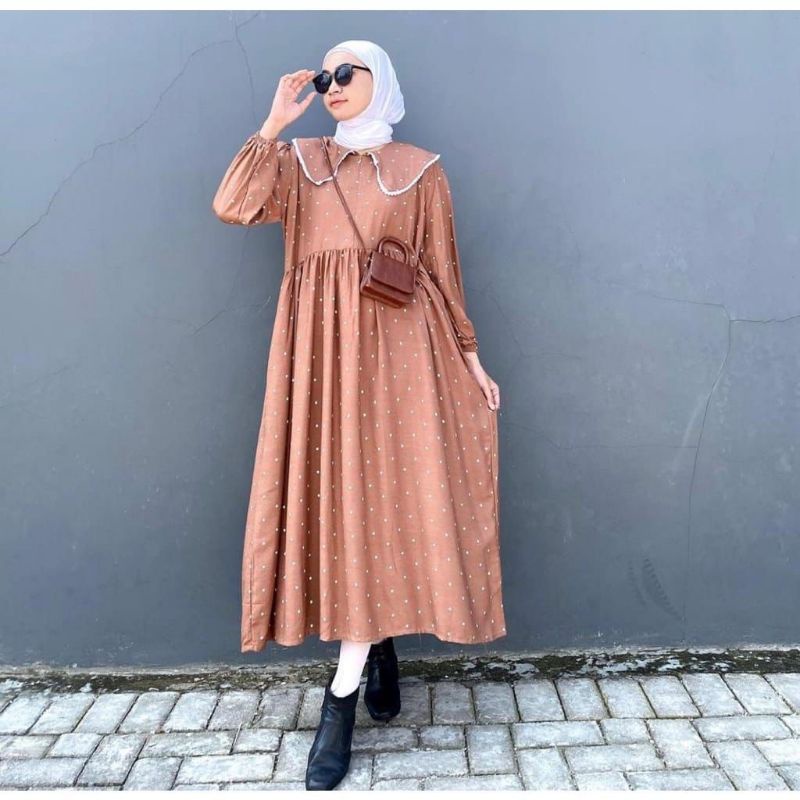 midi dress polkadot