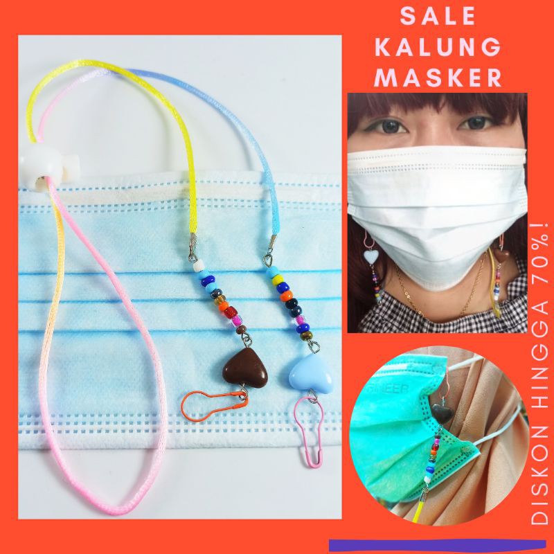 STRAP MASKER MANIK LOVE PASIR- Rantai Tali Kalung Masker Gaya KOREA - Strap Mask Chain handmade