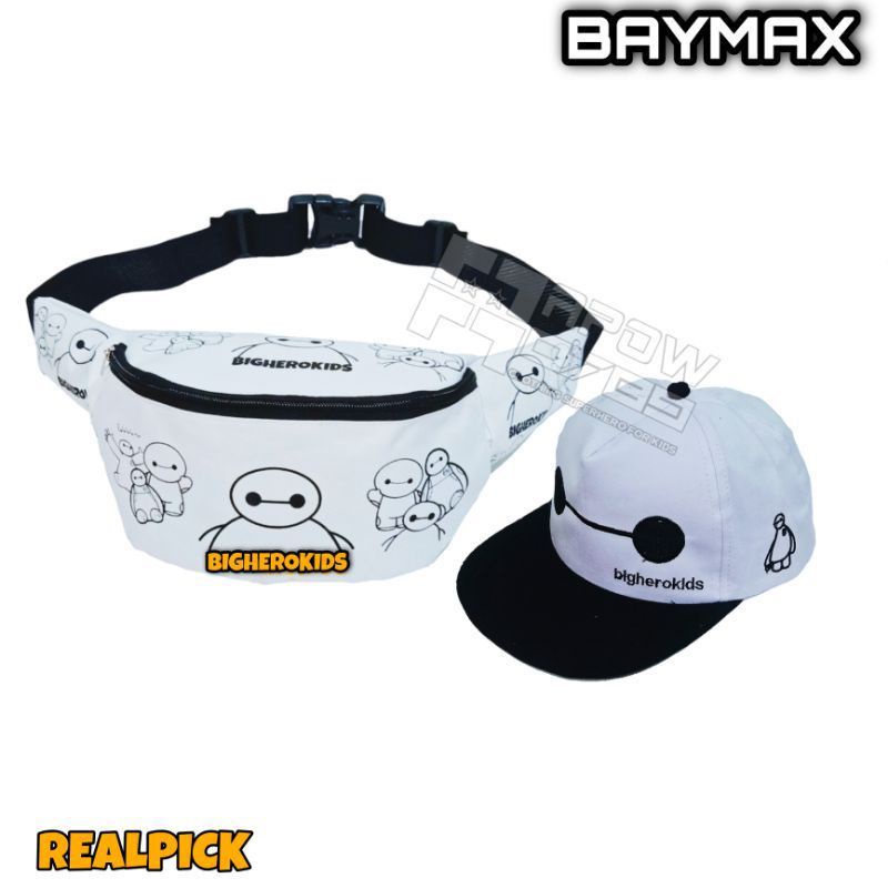 waist bag anak canvas karakter laki laki +topi tas baimax+topi baimax
