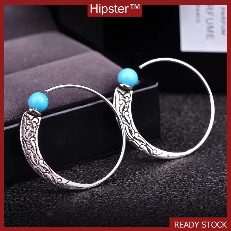 New Product Creative Punk Turquoise Vintage Embossed Earrings