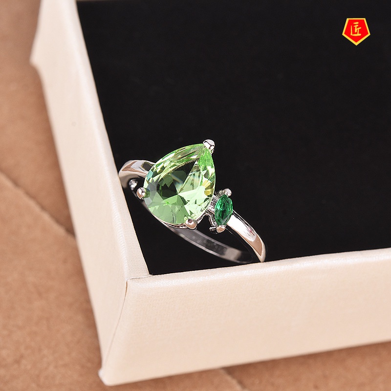[Ready Stock]925 Silver Birthstone Ring Colored Gems Simple Personality