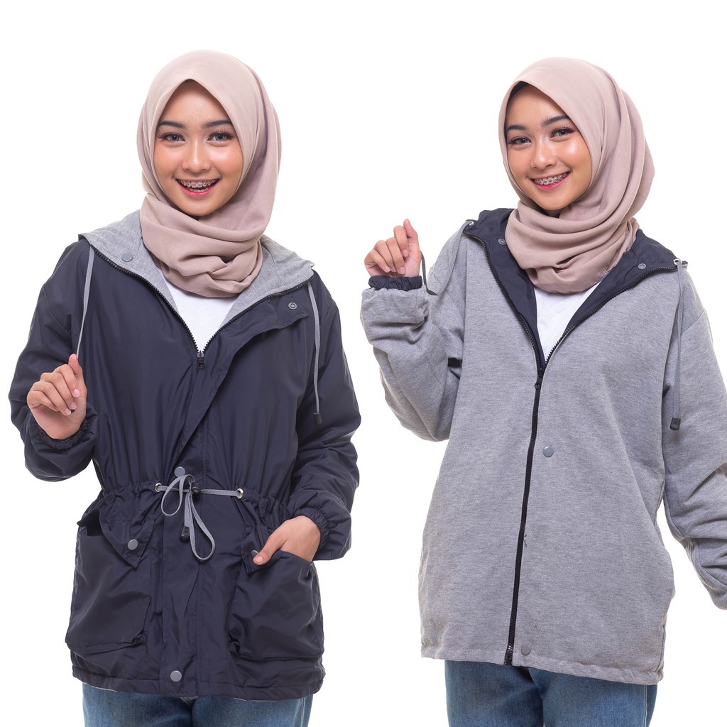 Jaket Wanita Terbaru Jaket Motor Harian Jaket Outdoor Parasut Bolak Balik Jaket Pria Wanita Bahan Taslan ZN 100% Windproof Jaket Gunung Outdoor Semi Parka