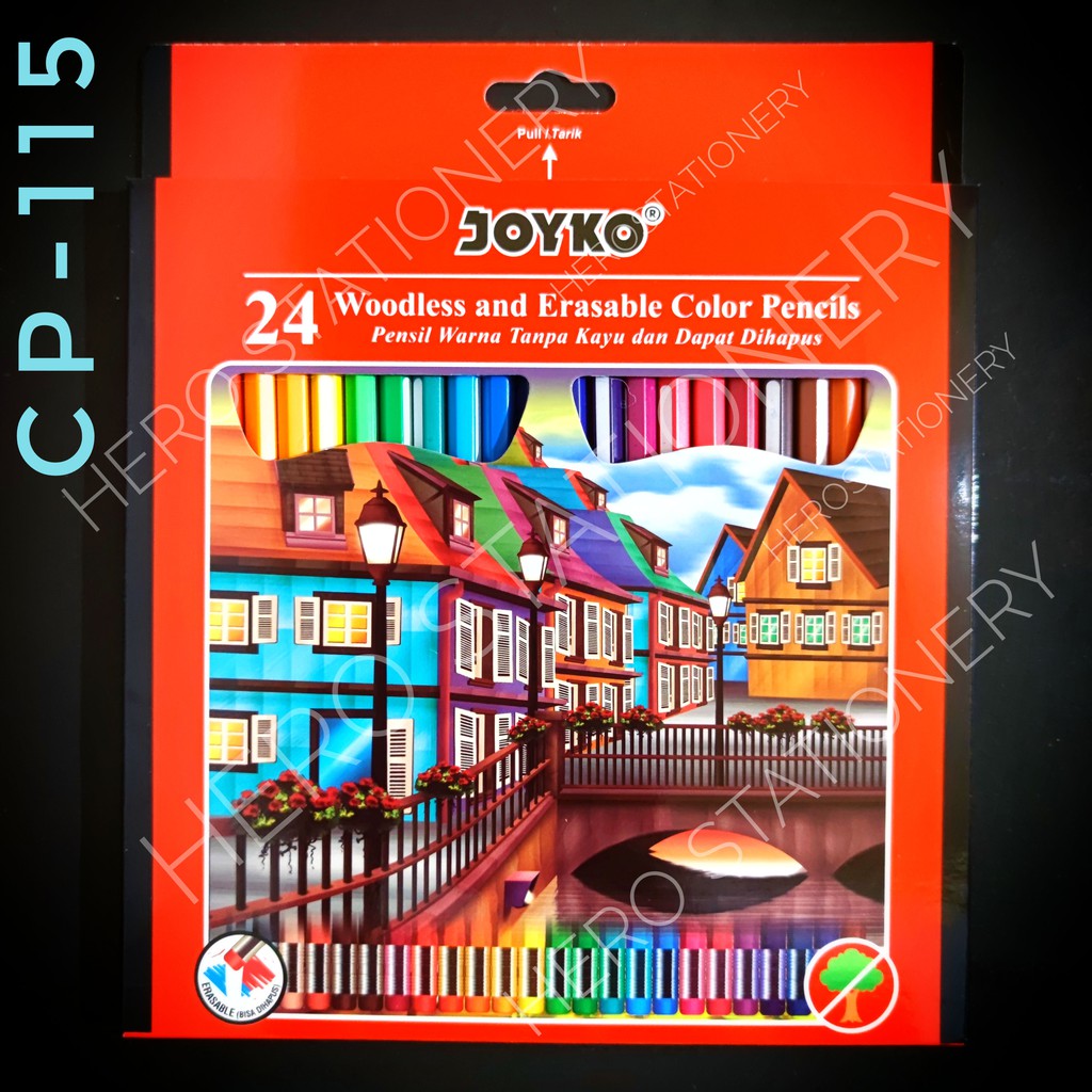 

RB Pensil warna bisa dihapus erasable dengan penghapus joyko 24 warna CP-115