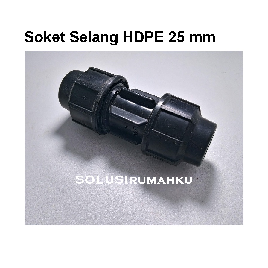Socket Polos HDPE 3/4" Soket Selang ke Selang PE Hitam Selang PDAM 3/4