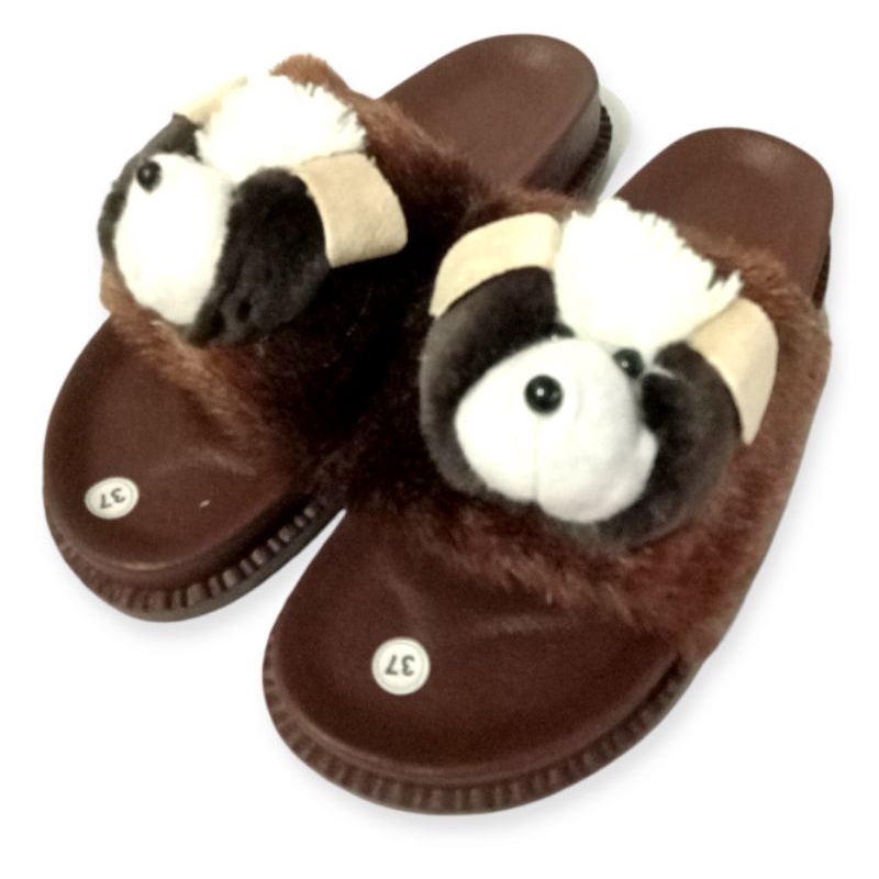 Sandal bulu boneka import sandal wanita sandal kokop bulu