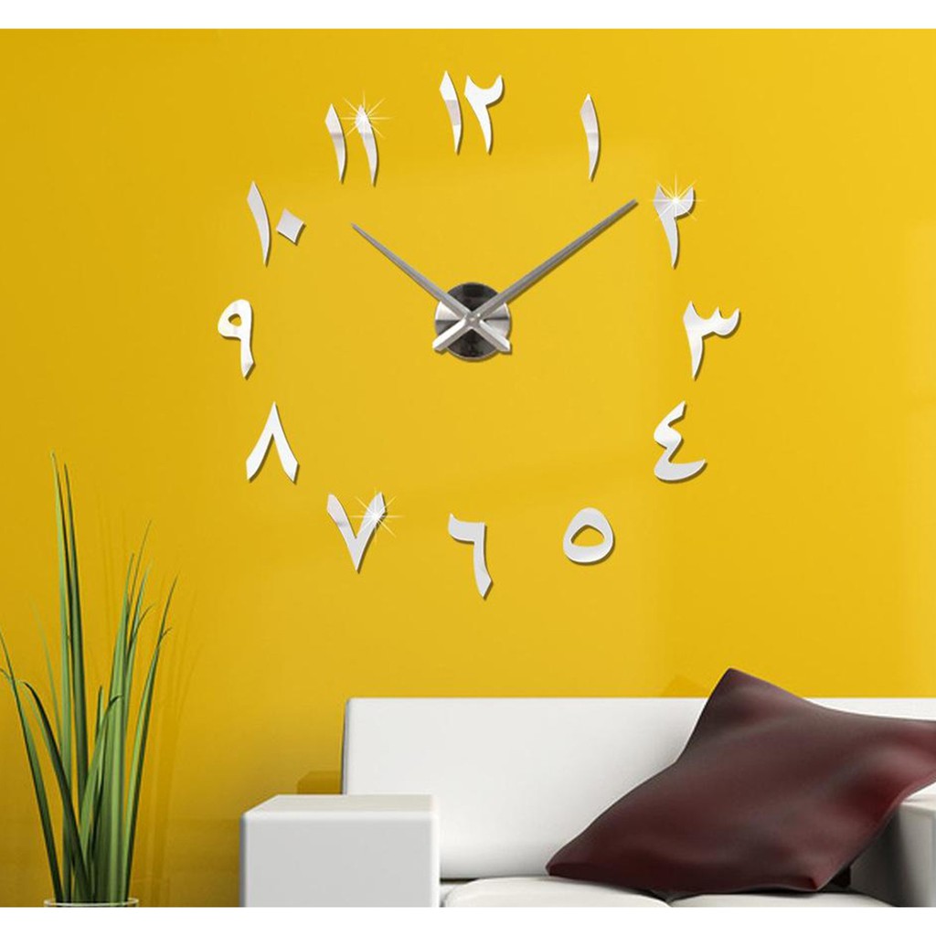 Jam Dinding Besar Huruf Arab / Jam Besar Angka Arab Hijaiyah DIY Giant Wall Clock Quartz Creative