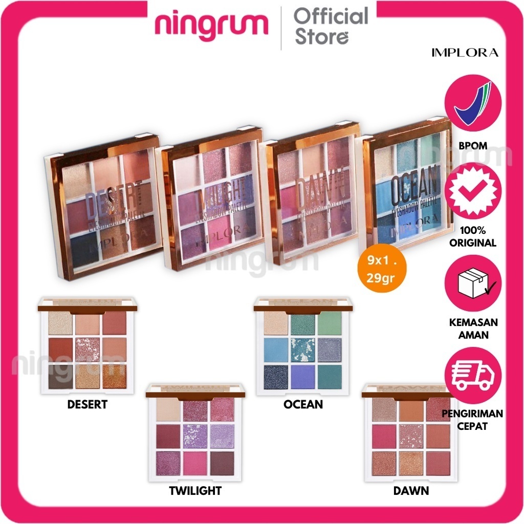 Ningrum - Implora New Eyeshadow Palette Implora Eyeshadow Palette 9 Looks 100 Ori BPOM - 5107