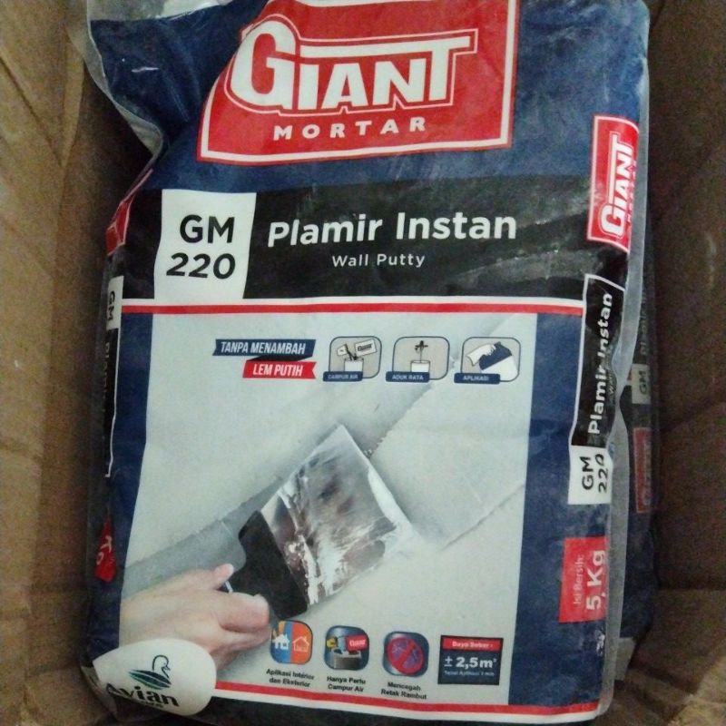 Plamir instan Giant mortar 5 kg. plamir tembok instan