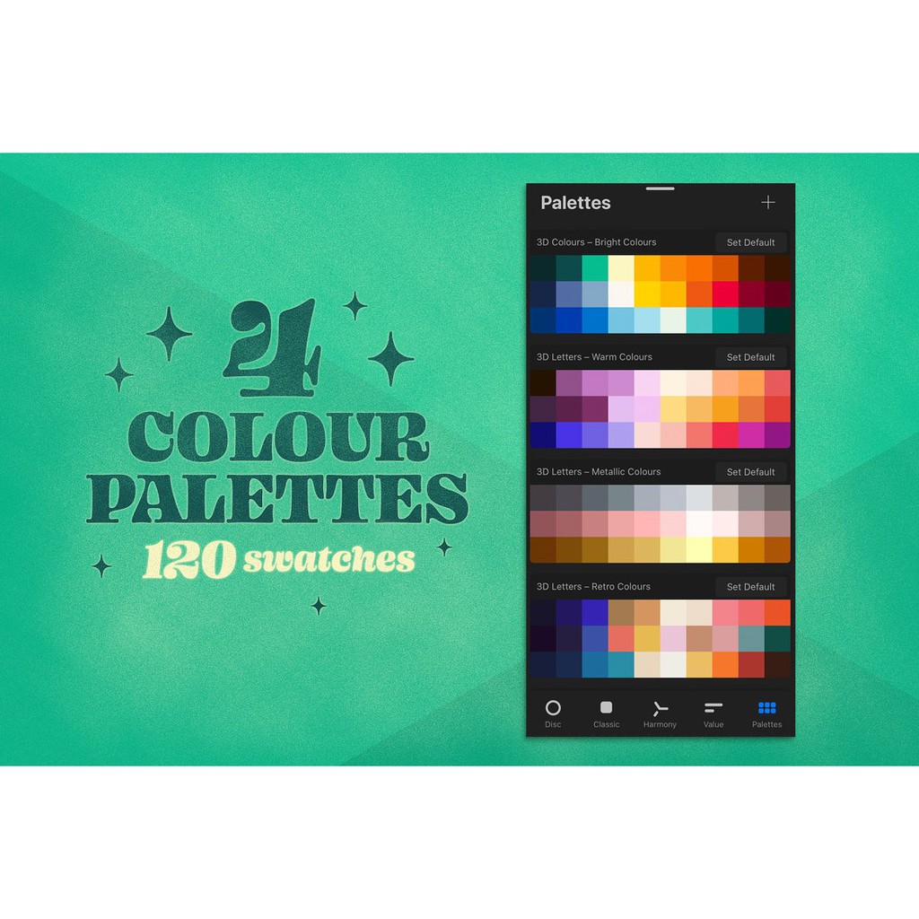 Procreate Brush - 3D Letter Toolkit Brushes, Canvas, &amp; Color Palette