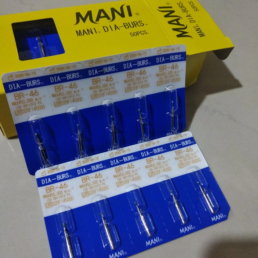 DIA-BURS MANI ORIGINAL JAPAN BR 46 DENTAL BUR HIGHSPEED BULAT Satuan