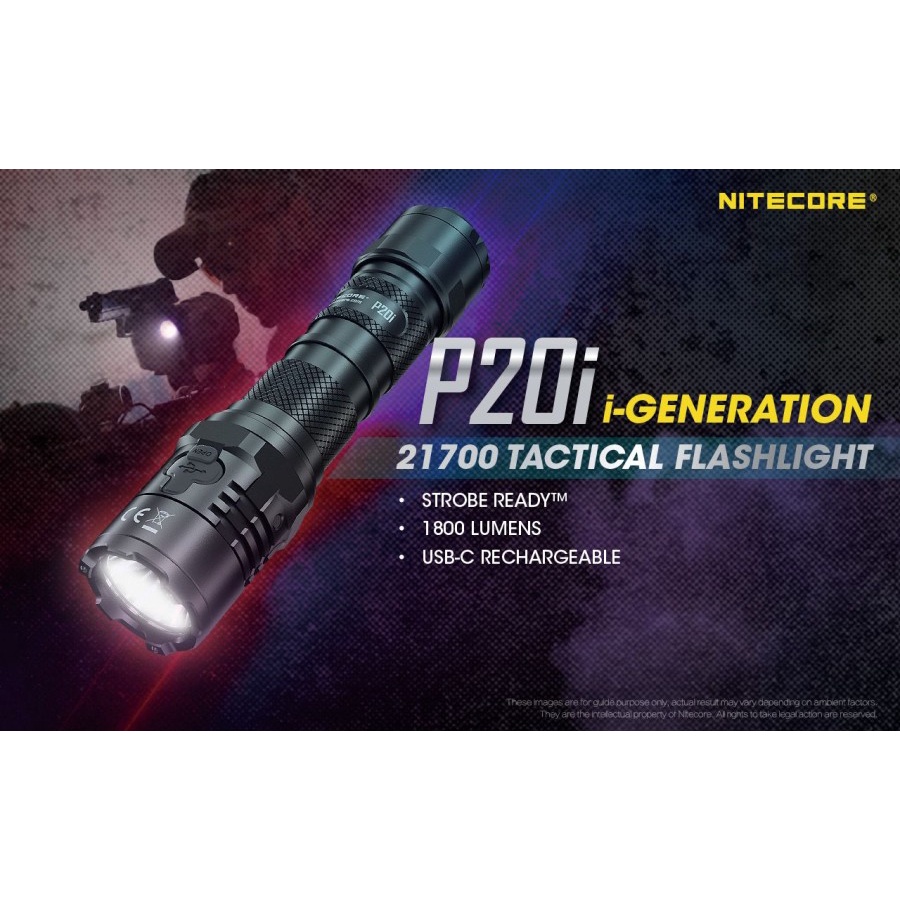 NITECORE P20i Senter LED Tactical Flashlight SST-40-W 1800 Lumens - Black