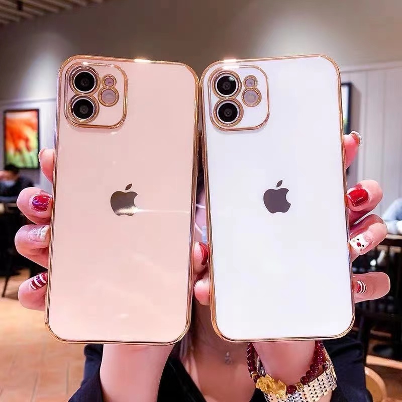 IPHONE Casing Ponsel Silikon Lembut Electroplating 6d Iphone11 12 13 14 Pro MAX Plus X XR XS Max7 8 Plus SE 2020 Shockproof Case Cover