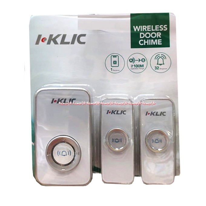 Moztec wireless Door Chime Bell Pintu Bel Tanpa Kabel Isi 2 Transmitters Tahan Panas Dan Hujan  I-click I-Klic iKlic Iklik