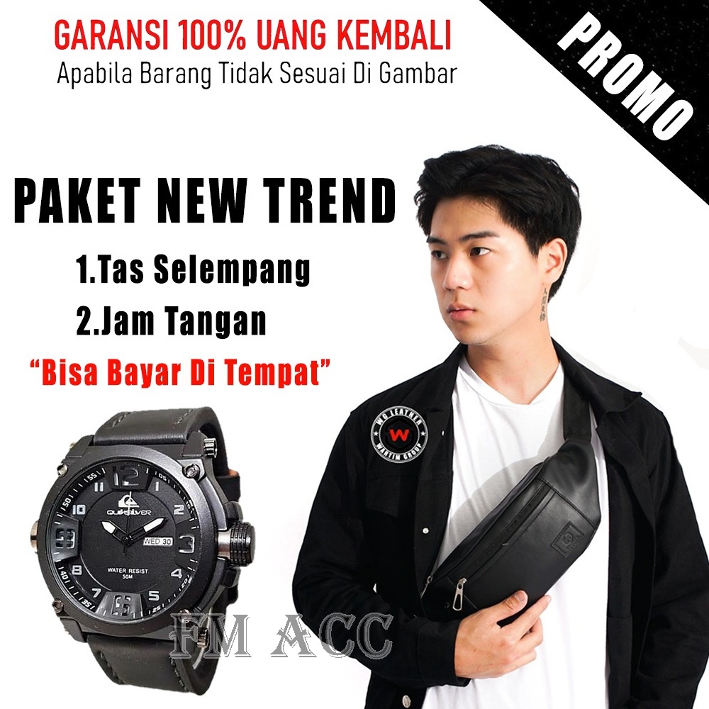 PROMO MURAH-Tas Slempang Selempang Pria Kulit Import Murah Original GRATIS Jam Tangan Pria Keren