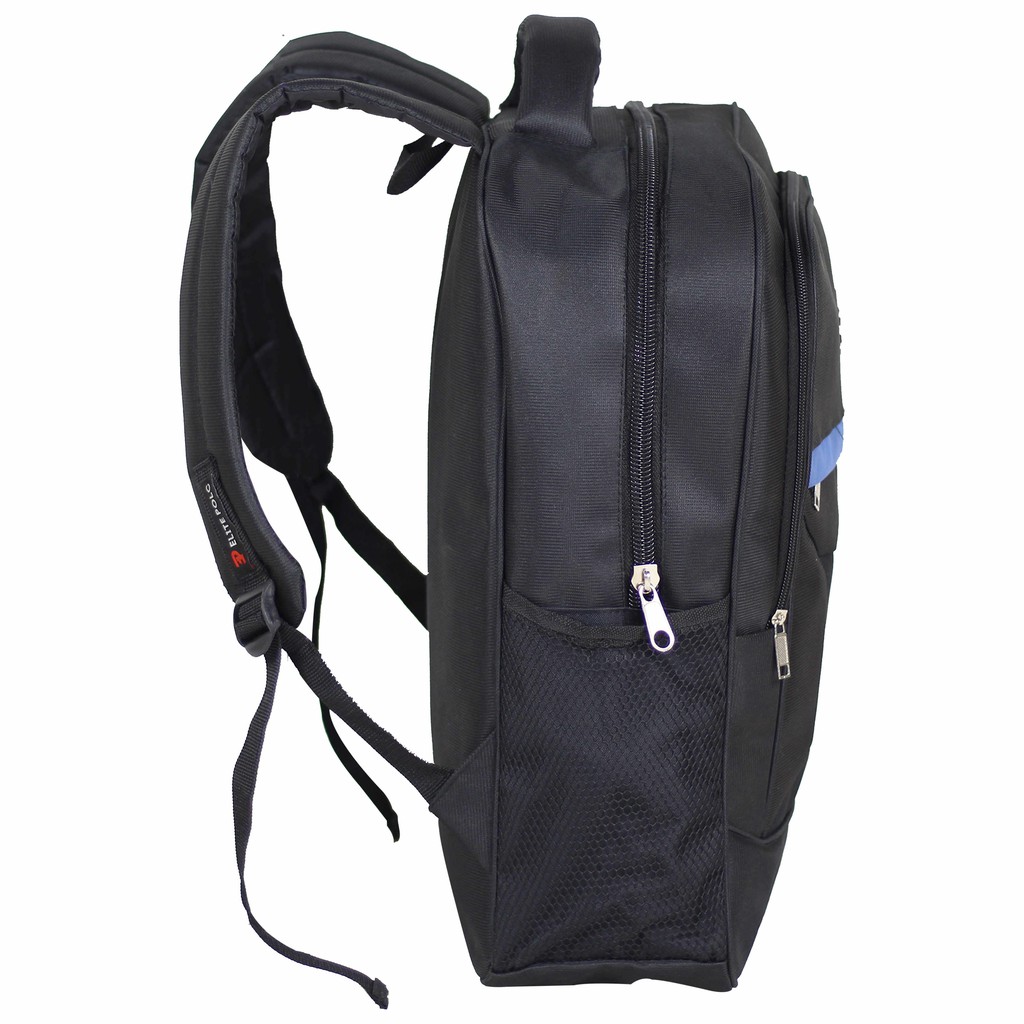 BELI 1 GRATIS 1 Tas Sekolah Pria SMP SMA Ransel Gendong Polo Hitam List Biru Free Selempang Cowo