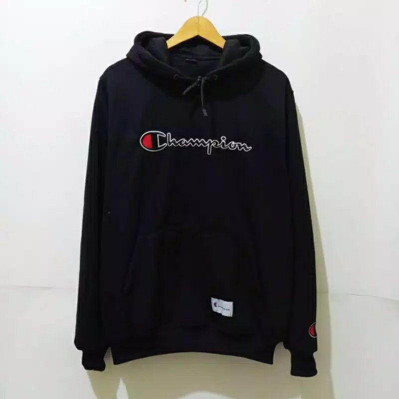 Sweater Hoodie Champion Scrip Bordir Premium Fulltag&amp;Lebel