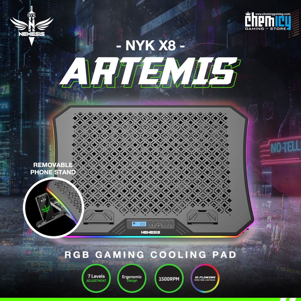 NYK X8 Artemis RGB Gaming Cooling Pad Laptop Fan