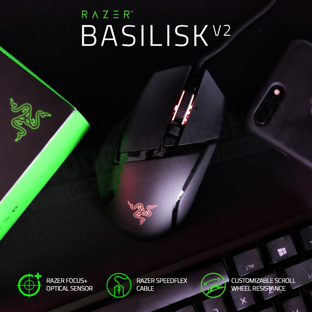 Razer Basilisk V2 Ergonomic Wired Gaming Mouse Cable Kabel Mouse Game