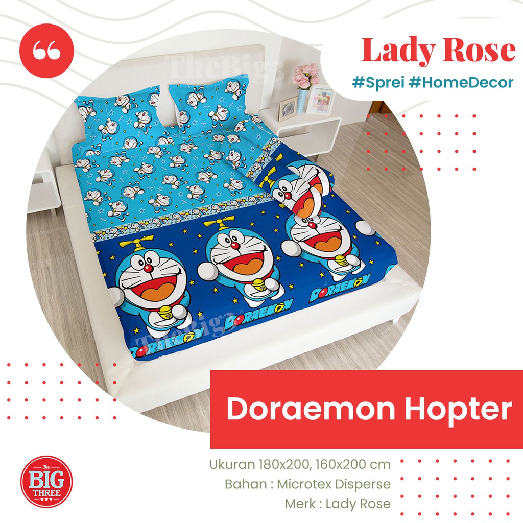 Set Sprei LADY ROSE 180x200 / 160x200 motif DORAEMON - King Size Queen Ladyrose 180 160 SP