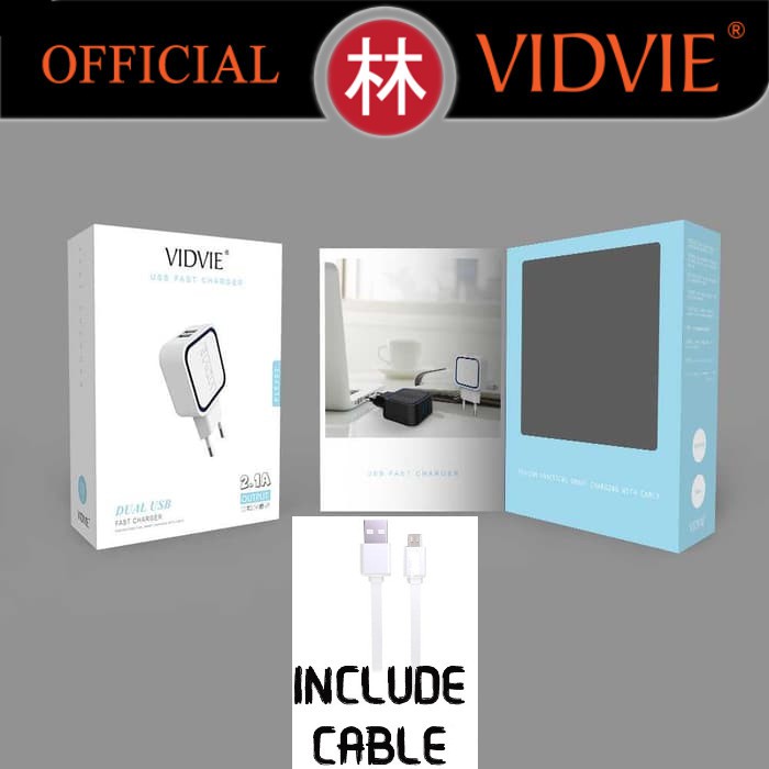 Vidvie PLE202 V8 Dual USB Charger 2.1A with Micro USB Cable