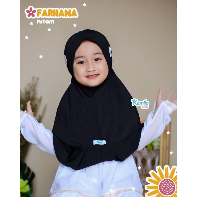 FARHANA KIDS HITAM JILBAB HIJAB ANAK BLACK BY KAMILA ZABANNIA