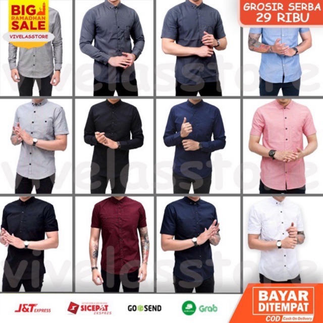 Warna Lengkap KEMEJA PRIA BOYI TOP MAN LENGAN PENDEK KASUAL FORMAL KERJA KANTOR POLOS PUTIH HITAM WHITE