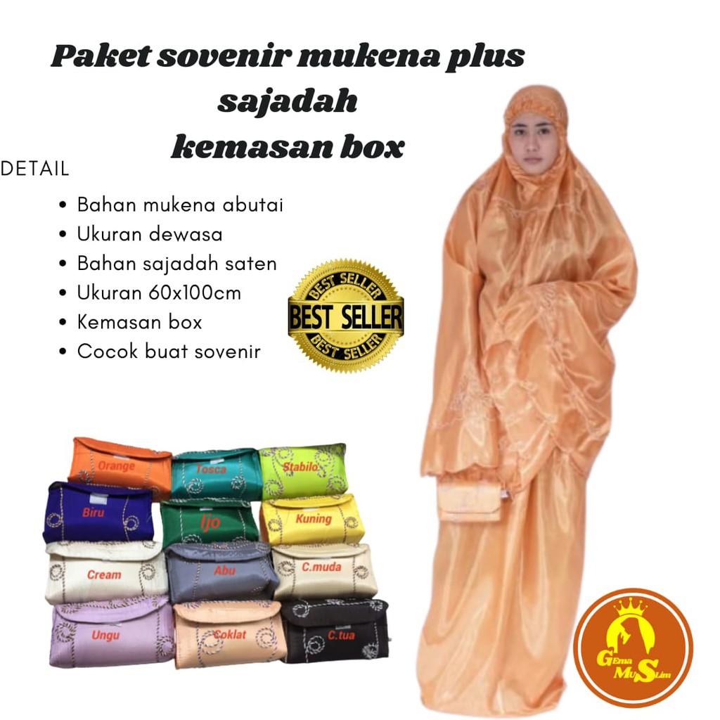 paket sovenir mukena dan sajadah  plus box