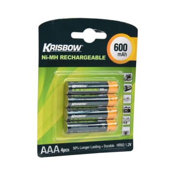 Krisbow Set Baterai Rechargeable Size Aaa 600 Mah 4 Pcs