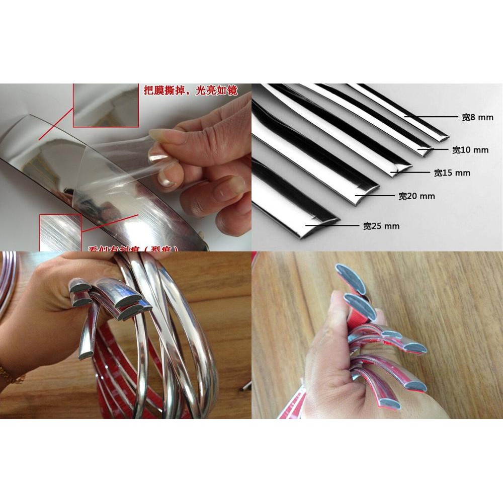 List Chrome Moulding Ukuran Lebar 15 mm x Panjang  15 Mtr