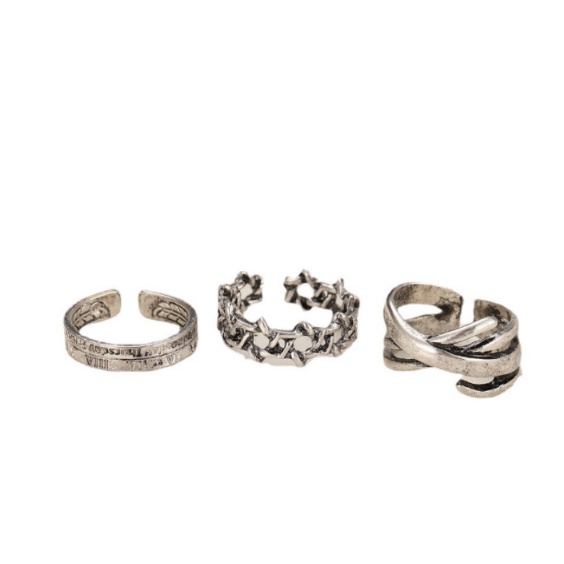 SET 3PCS CINCIN WANITA TITANIUM KOREA AKSESORIS ANAK PEREMPUAN GAYA HIP HOP RING SIMPLE IMPORT CNC7