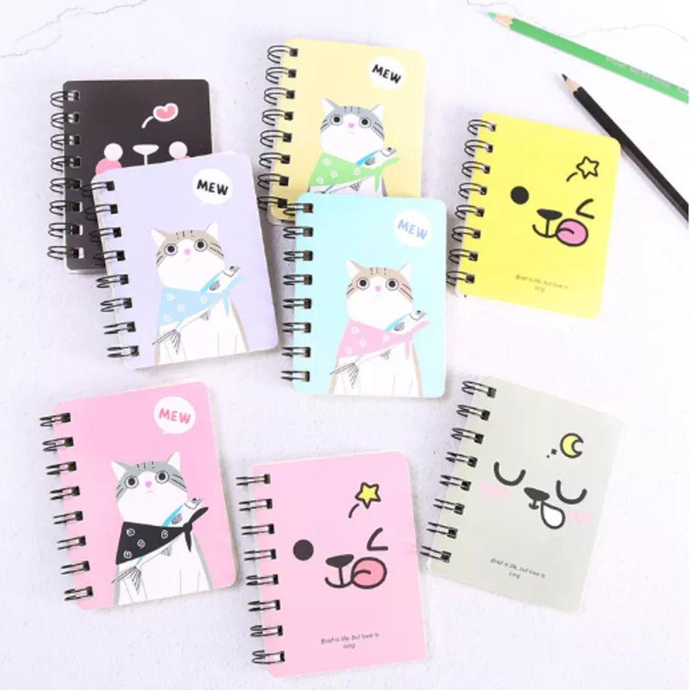 LANFY Kartun Kucing Notepad Kartun Planner Sobek A7 Notebook Alat Tulis Sekolah Buku Latihan Siswa Buku Diary Tangan Akun