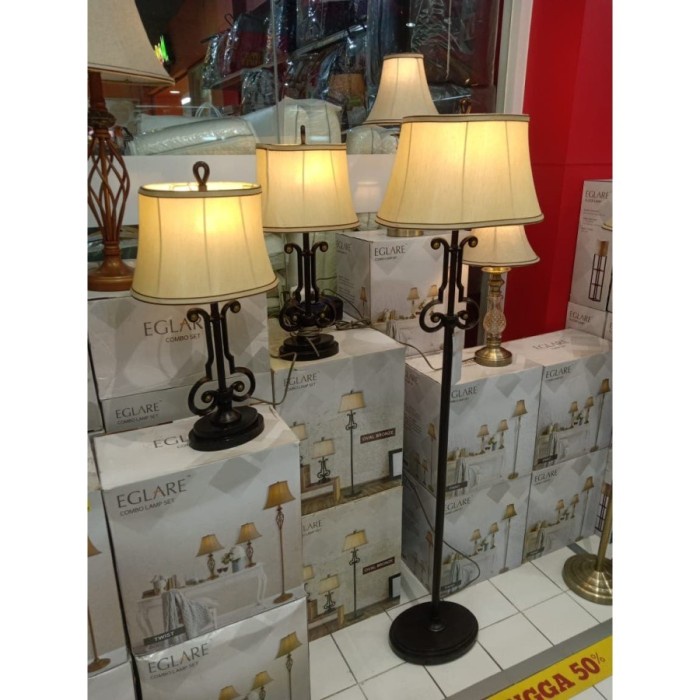 Eglare Set Lampu Meja Hias Oval 3 Pcs